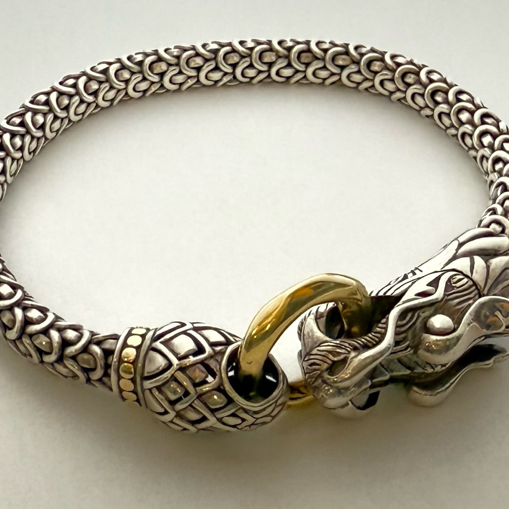 John Hardy Legends Naga 6MM Bracelet Silver and 18K Gold Size M